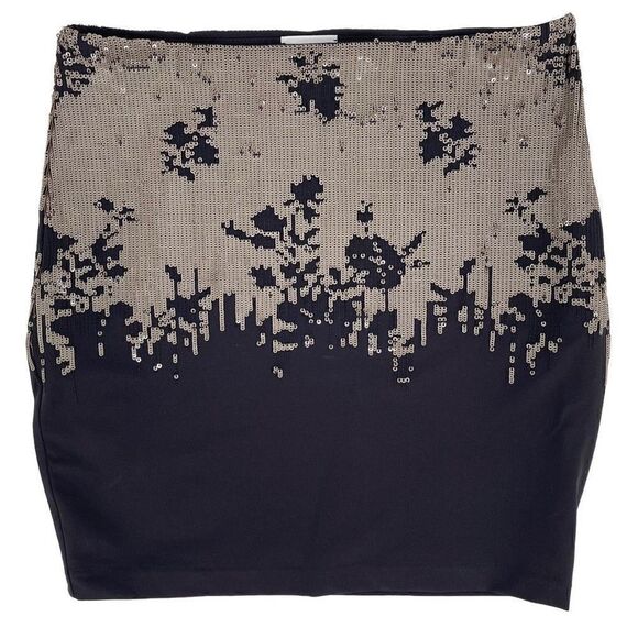 La Perla Sequin Mini Bodycon Skirt Stretch Women US 4 Black Tan Party Cocktail - Picture 1 of 5